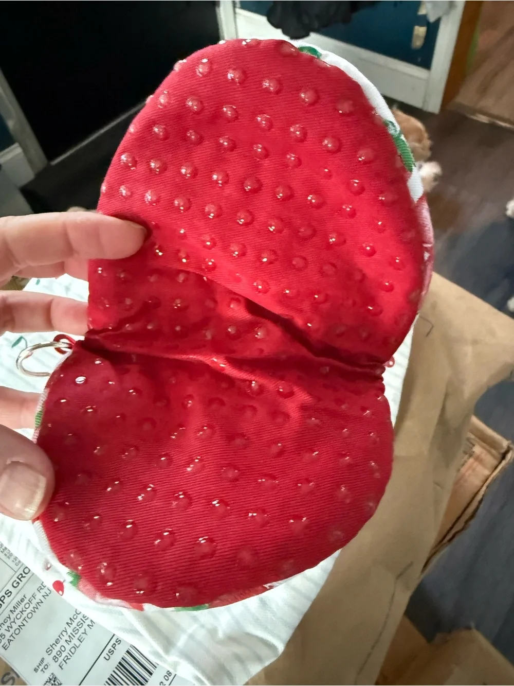 colordrift Strawberry Print Mini Oven Mitts - Pink & Green